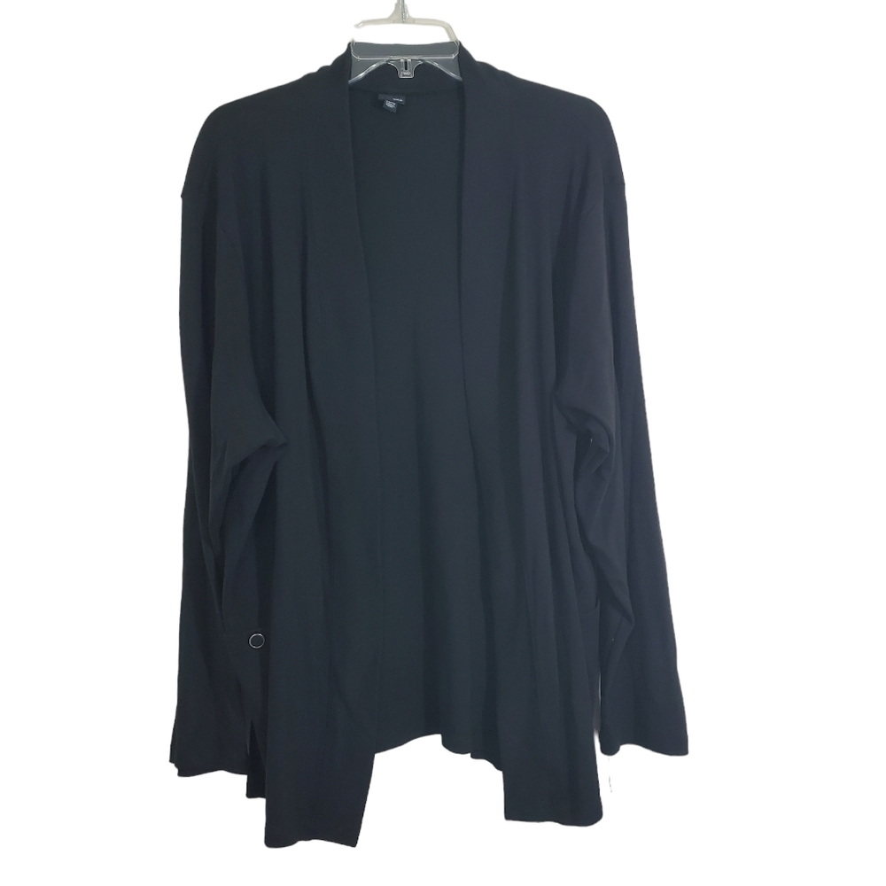 NWT Rafaella Cardigan Sweater Lightweight Black Open Front Modern Casual Knit 3X